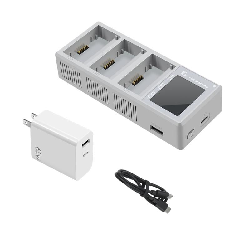 For DJI Mini 4 Pro / Mini 3 Pro / Mini 3 YX Color Screen 3-Way Charger Battery Manager, Without Plug, With 65W US Plug, With 65W EU Plug