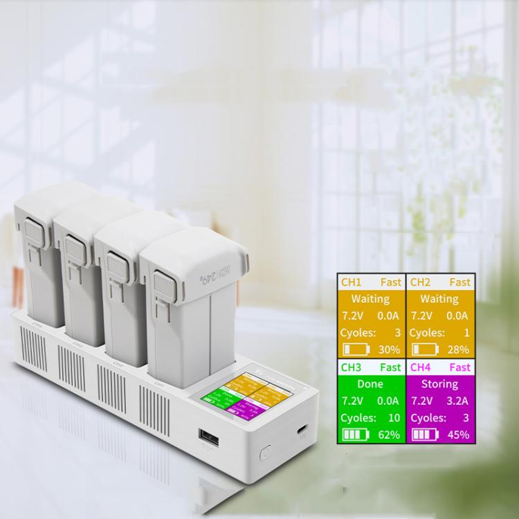 For DJI Mini 4 Pro / Mini 3 Pro / Mini 3 YX Four-Way Color Screen Charger Battery Manager