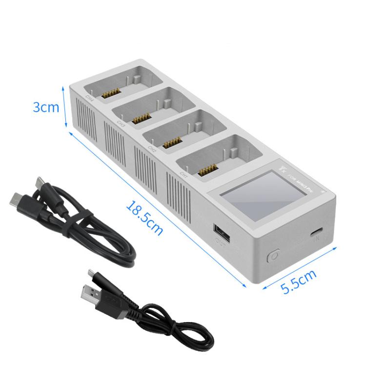 For DJI Mini 4 Pro / Mini 3 Pro / Mini 3 YX Four-Way Color Screen Charger Battery Manager