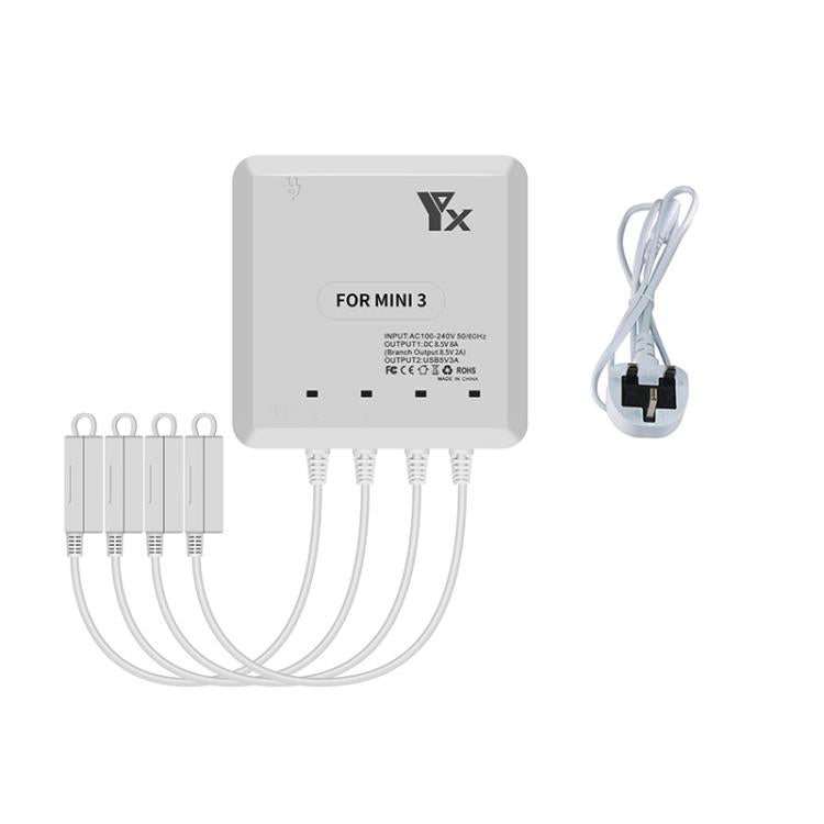 For DJI Mini 4 Pro / Mini 3 Pro / Mini 3 Drone YX 4-way Charger Battery Butler, US Plug, EU Plug, UK Plug, AU Plug