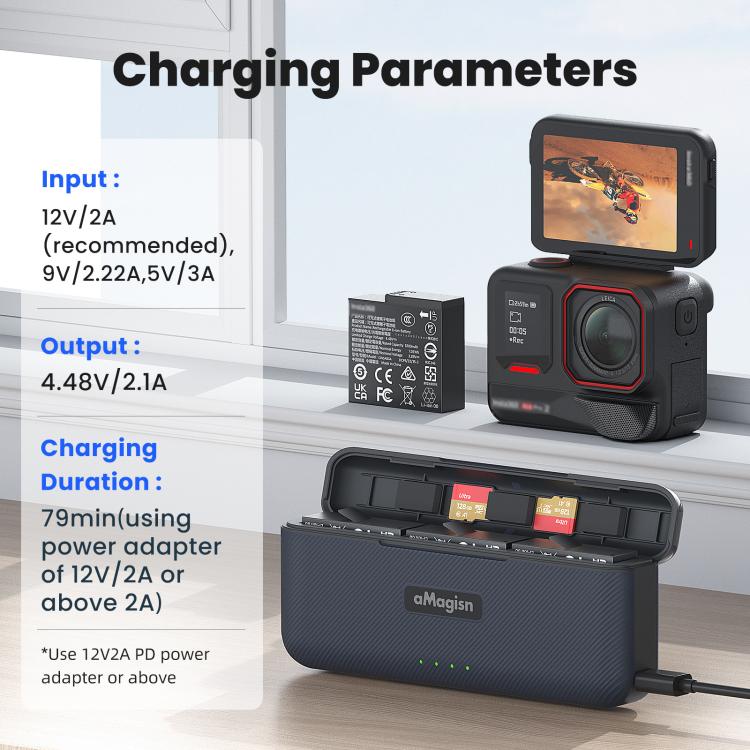 For Insta360 Ace Pro 2 Battery aMagisn Fast Charging Box Charger Storage Compartment