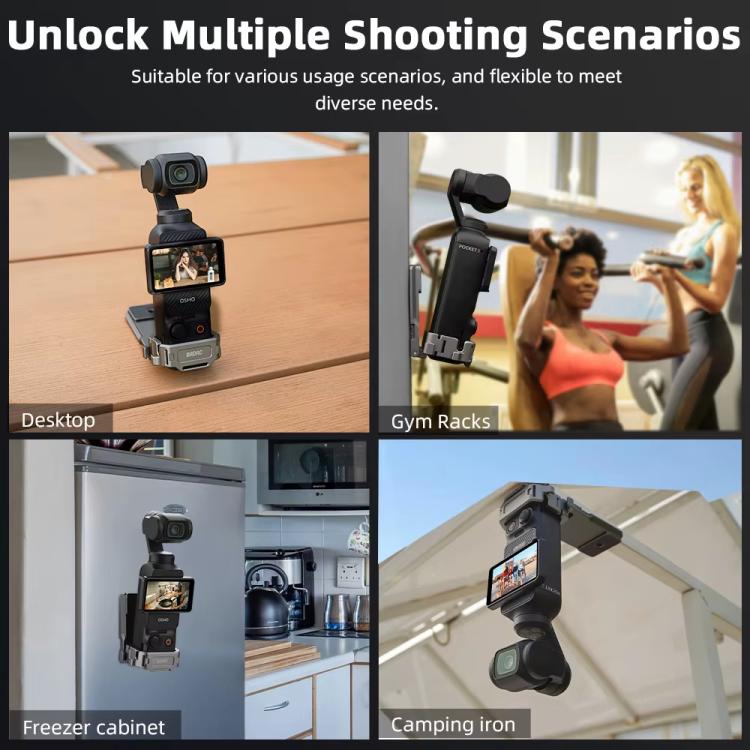 For DJI OSMO Pocket 3 BRDRC PO3005 Multi-functional Magnetic Base Expansion Back Clip Holder Adapter Bezel Accessory, Magnetic Base