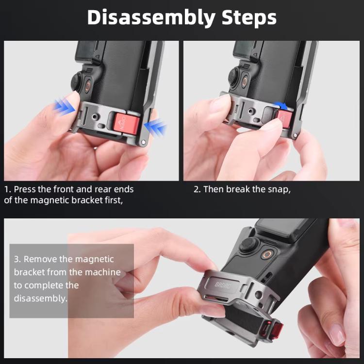 For DJI OSMO Pocket 3 BRDRC PO3005 Multi-functional Magnetic Base Expansion Back Clip Holder Adapter Bezel Accessory, Magnetic Base