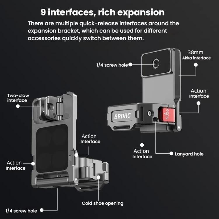 For DJI OSMO Pocket 3 BRDRC PO3005 Multi-functional Magnetic Base Expansion Back Clip Holder Adapter Bezel Accessory, Magnetic Base
