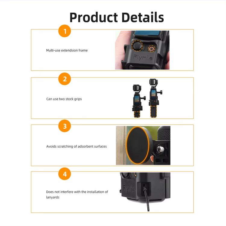 For DJI Osmo Pocket 3 Flymile Magnetic Bracket Fixed Base Back Clip Adapter Bezel Accessories, 4pcs /Set, 6pcs /Set