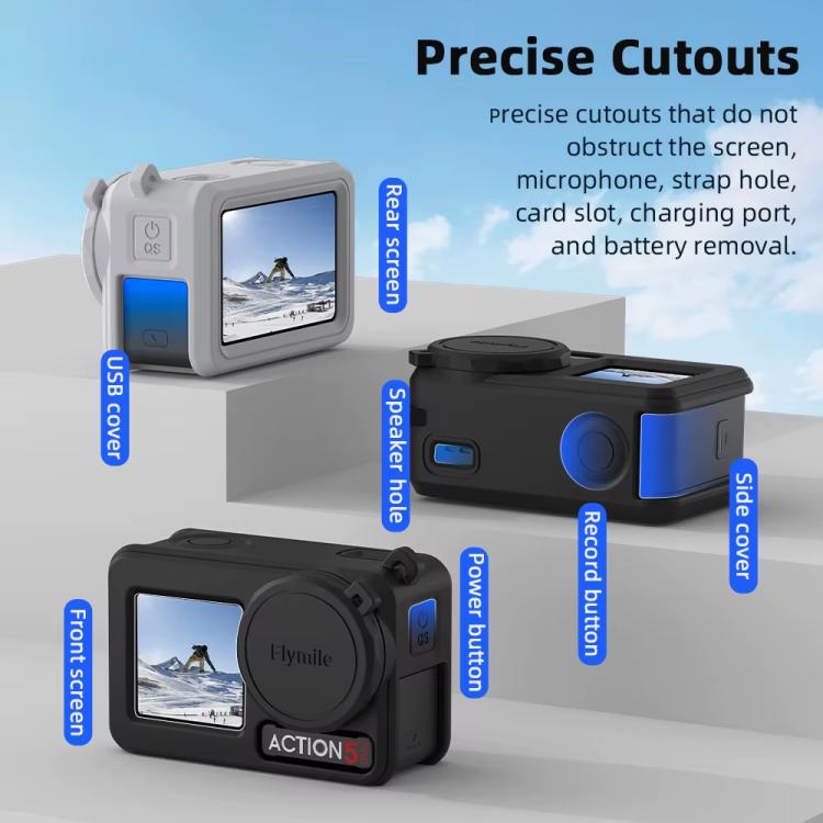 For DJI Osmo Action 3 / 4 / 5 Pro Flymile Silicone Cover Sport Camera Lens Drop Cases