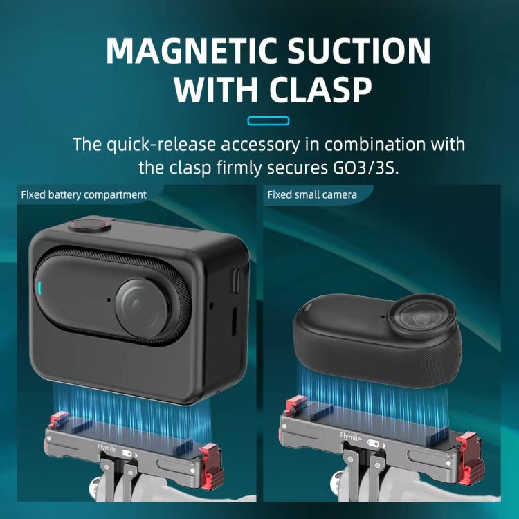 For Insta360 GO 3 / 3S Flymile Magnetic Metal Quick Release Base Sports Camera Adapter Bracket, For Insta360 GO 3 / 3S