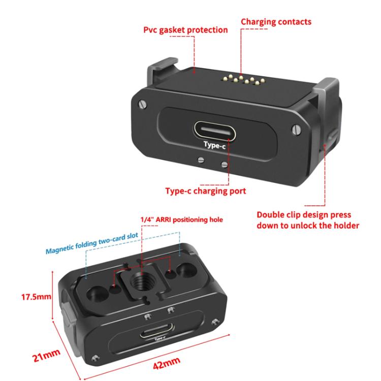 For DJI Osmo Action 2 Camera Magnetic Charging Base with 1/4 Inch & Arri Hole, Only Base, Set A, Set B, Set C, Set D
