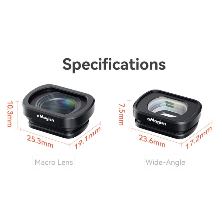 For DJI Pocket 3 aMagisn Magnetic Filter Accessories, 10X Macro Lens, 0.72X Wide Lens