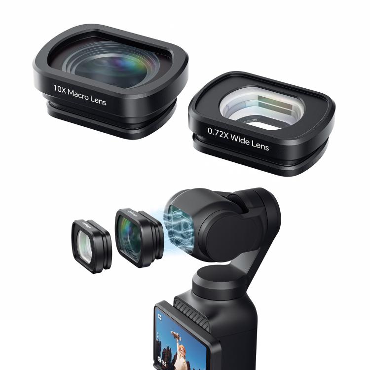 For DJI Pocket 3 aMagisn Magnetic Filter Accessories, 10X Macro Lens, 0.72X Wide Lens
