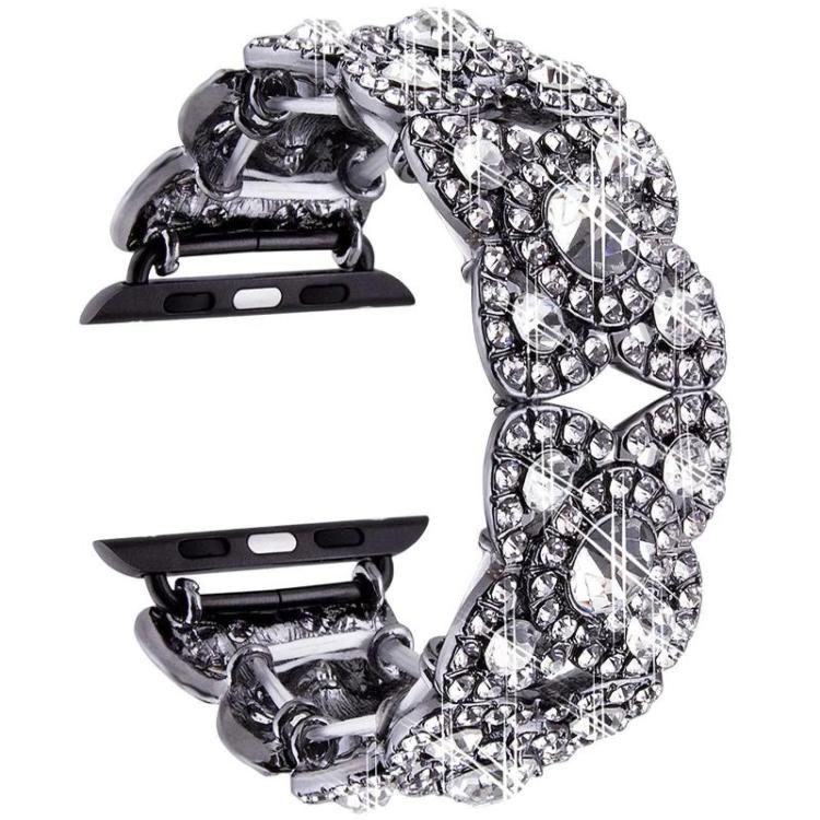 Petaled Metal Diamond Wristband Strap For Apple Watch Series 9 / 8 / 7 / 6 / SE / 5 / 4 / 3, 1215 Silver, 1202 Silver, 1215 Black, 1202 Black, 1215 Rose Gold, 1202 Rose Gold, 1202 Rose Gold Red, 1215 Gold
