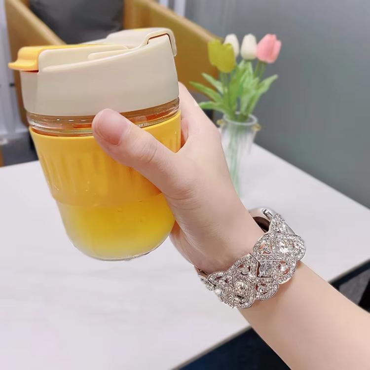 Petaled Metal Diamond Wristband Strap For Apple Watch Series 9 / 8 / 7 / 6 / SE / 5 / 4 / 3, 1215 Silver, 1202 Silver, 1215 Black, 1202 Black, 1215 Rose Gold, 1202 Rose Gold, 1202 Rose Gold Red, 1215 Gold