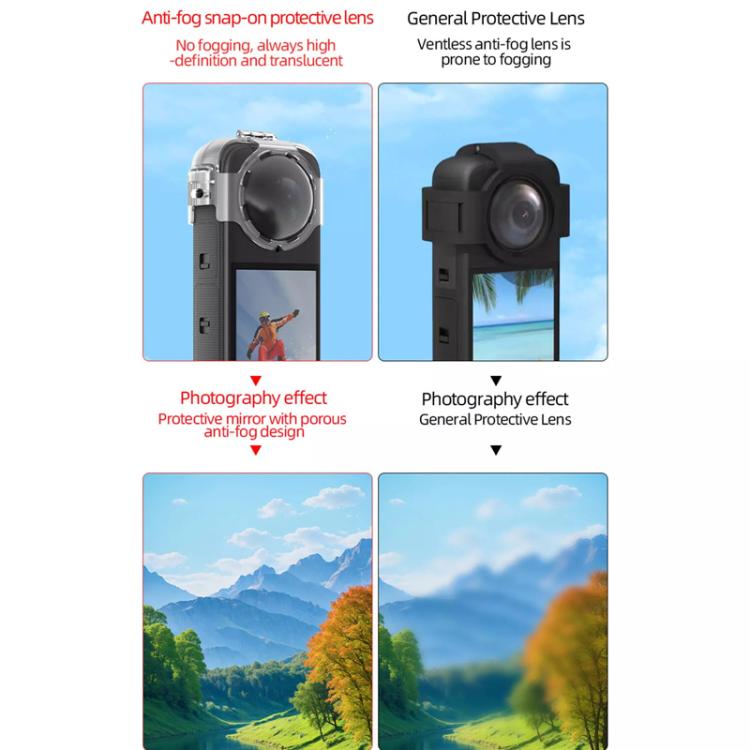 For Insta360 X4 HEPAIL AC37 Lens Anti-fog Snap-on Protective Mirror Front and Rear Lens Protectors, AC37