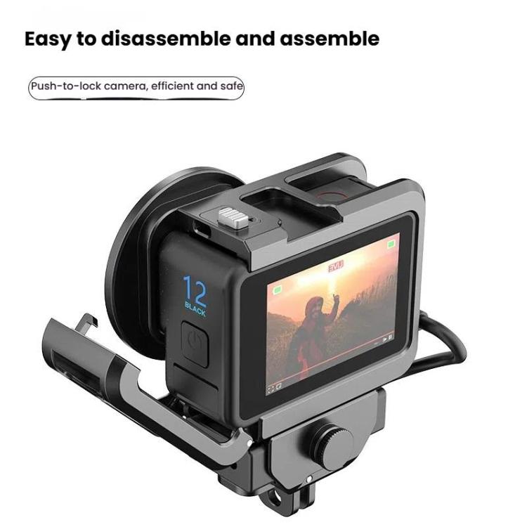 For GoPro HERO12 Black /11 Black /10 Black /9 Black HEPAIL C-G12 Metal Rabbit Cage With Dual Cold Shoe Connector