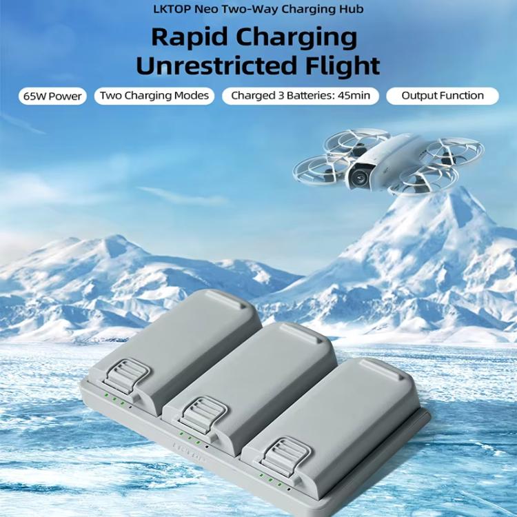 For DJI Neo Battery LKTOP Three-Way Charger 65W Fast Charging Hub