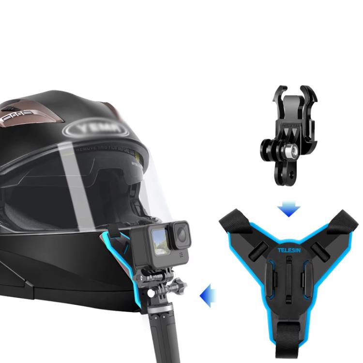 TELESIN Sports Camera Motorcycle Helmet Chin Mount Bracket For GoPro HERO Series / DJI Osmo Action / Insta360, Holder, Holder + J-Buckle