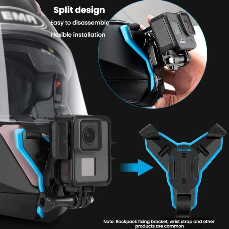 TELESIN Sports Camera Motorcycle Helmet Chin Mount Bracket For GoPro HERO Series / DJI Osmo Action / Insta360, Holder, Holder + J-Buckle