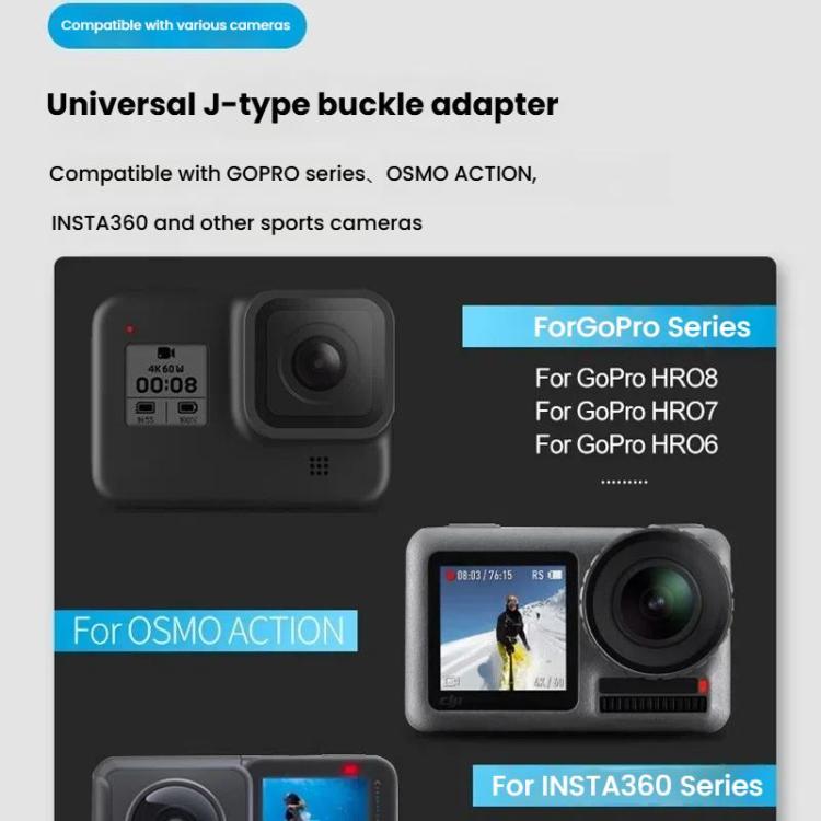 TELESIN Sports Camera Motorcycle Helmet Chin Mount Bracket For GoPro HERO Series / DJI Osmo Action / Insta360, Holder, Holder + J-Buckle