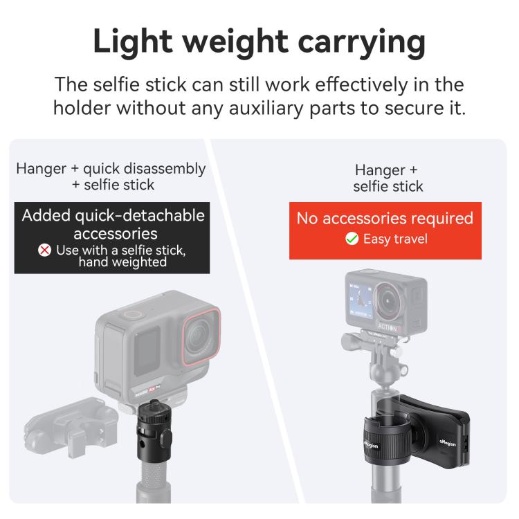 AMagisn Selfie Stick Hanger Action Camera Backpack Quick Attachment for Insta360 / DJI / GoPro