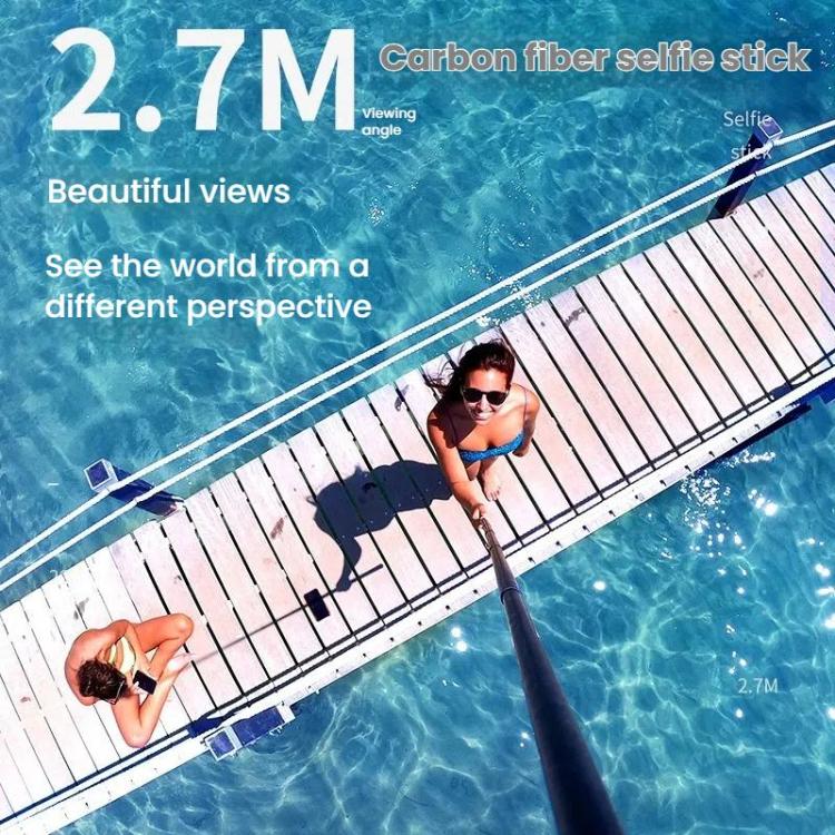 TELESIN Gen 2 2.7m Carbon Fiber Selfie Stick Sports Camera Extension Rod For GoPro HERO13 Black / Insta360