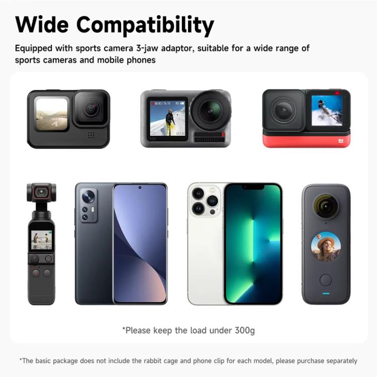 TELESIN Tri-folding Tripod For Sports Camera Mobile Phone Selfie Stand Desktop Fixed Bracket