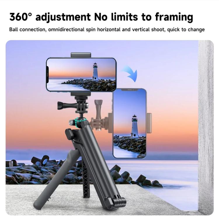 TELESIN Tri-folding Tripod For Sports Camera Mobile Phone Selfie Stand Desktop Fixed Bracket