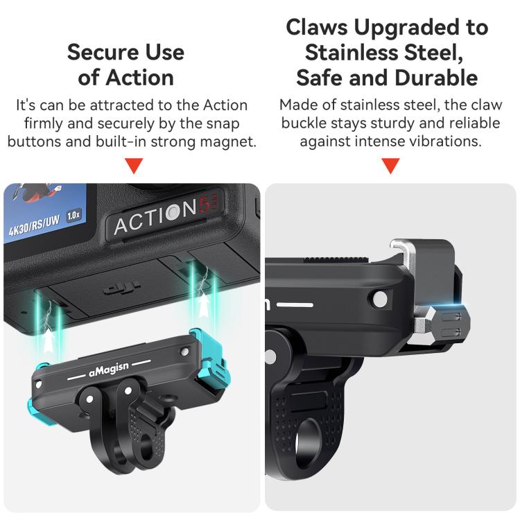 For DJI Action 5 Pro / 4 /  3 aMagisn Metal Magnetic Quick Release Mount Dual Interface Adapter