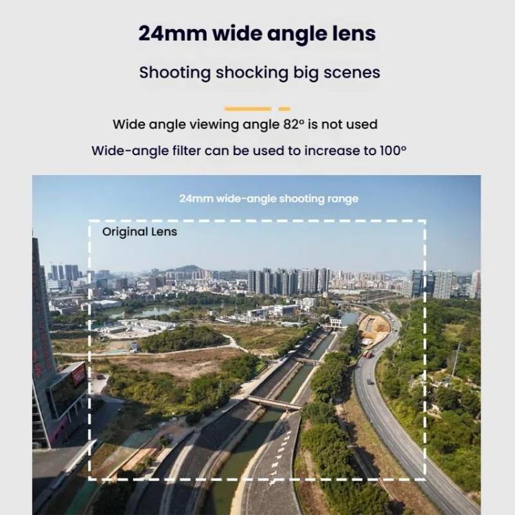 For DJI Flip RCSTQ 24mm100 Degree Wide Angle Filter Aluminum Alloy Frame Ultra Wide Angle, Filter