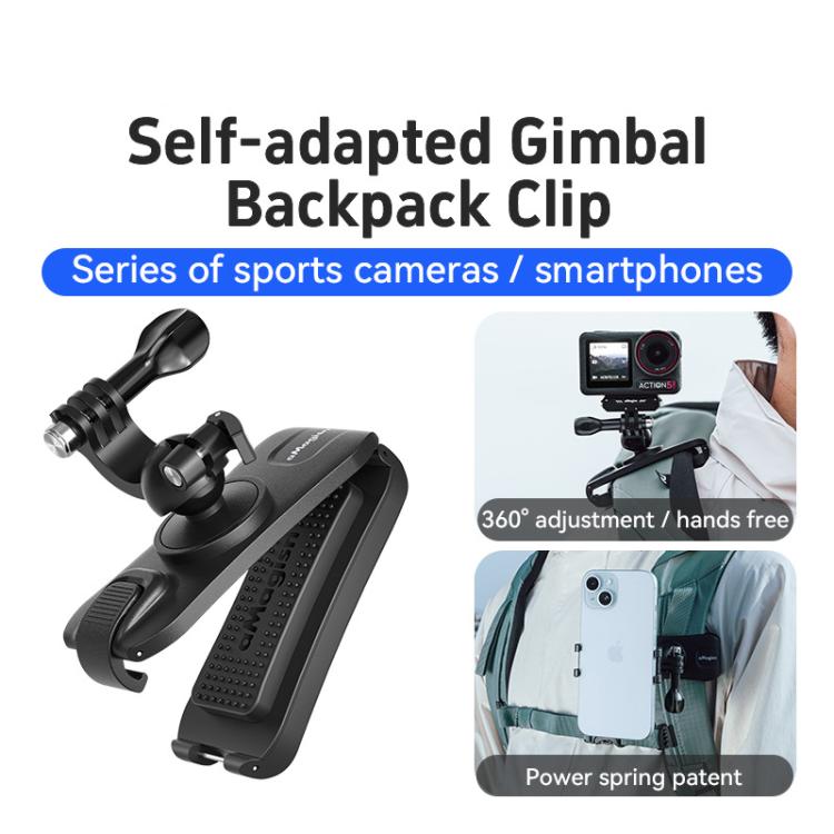 aMagisn 360-degree Rotation Ball Head Backpack Clip for Camera & Smartphone