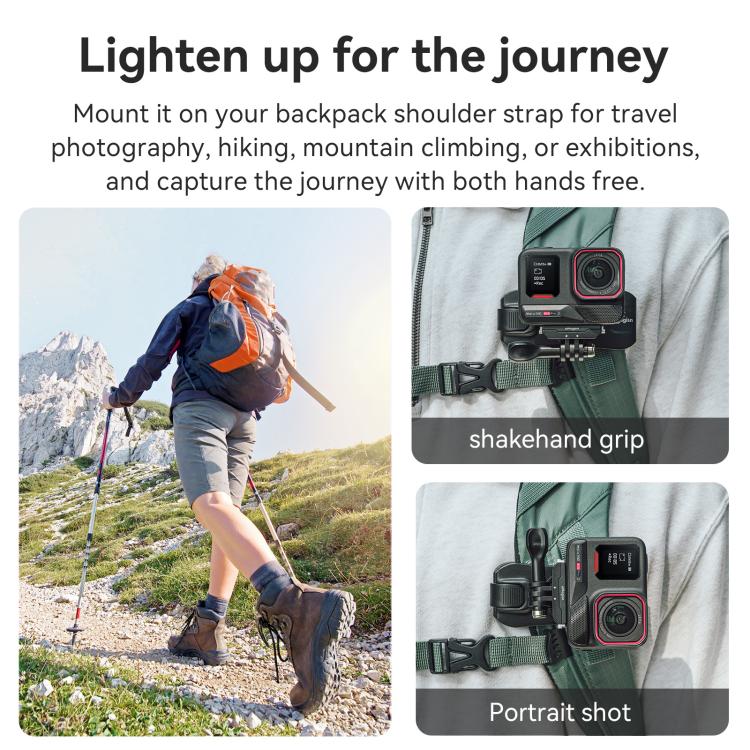 aMagisn 360-degree Rotation Ball Head Backpack Clip for Camera & Smartphone