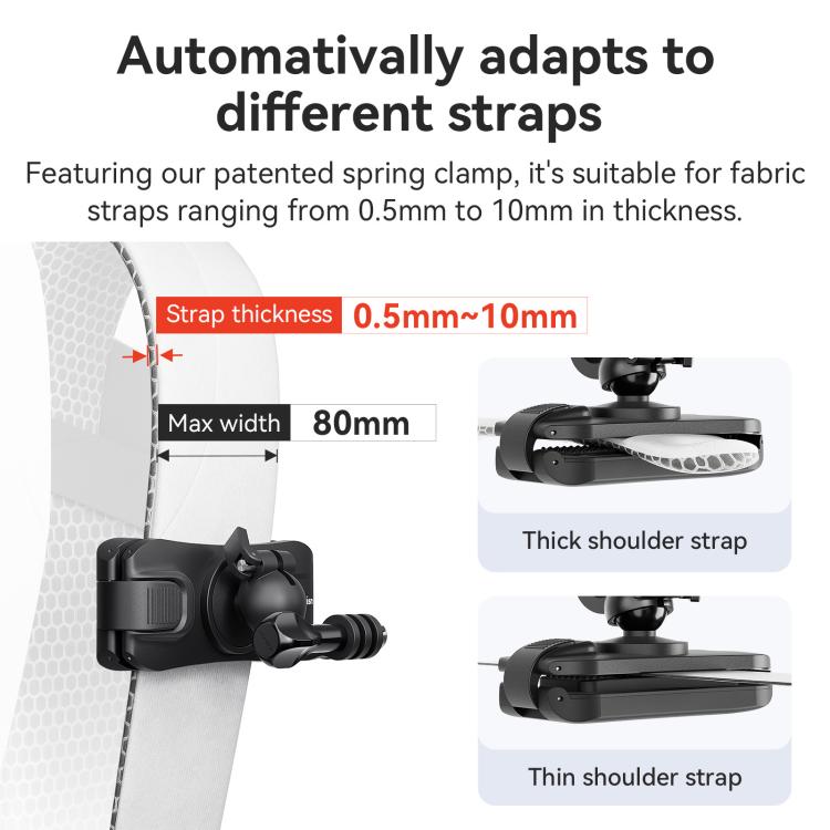 aMagisn 360-degree Rotation Ball Head Backpack Clip for Camera & Smartphone