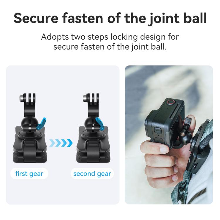 aMagisn 360-degree Rotation Ball Head Backpack Clip for Camera & Smartphone