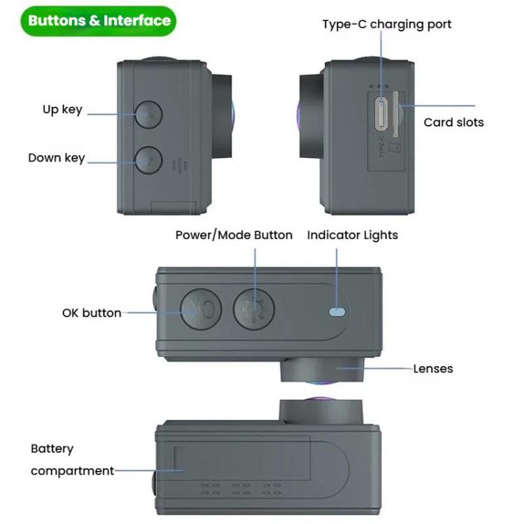 5K Action Camera Anti-Shake Outdoor HD Shooting Cycling Recorder Under Dive Camera, M40R With Remote Control, M40TR With Touch Screen + Remote Control, M40TRW With Touch Screen + Remote Control + Microphone