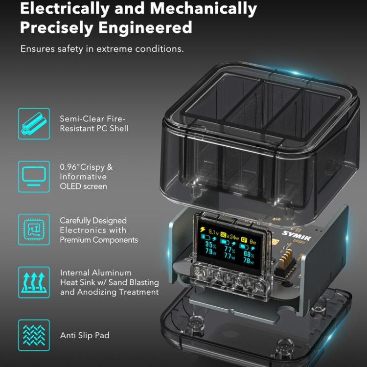 For GoPro HERO13 Black Super Fast Charger Dock Battery Charging Station With OLED Screen Display