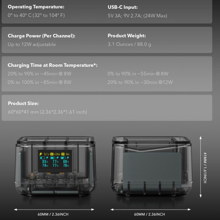 For GoPro HERO13 Black Super Fast Charger Dock Battery Charging Station With OLED Screen Display