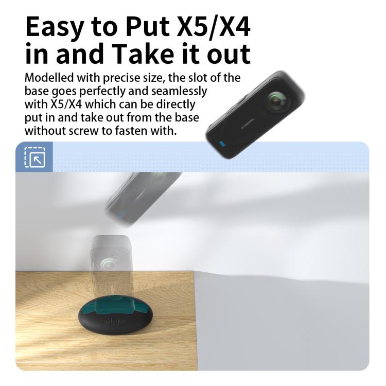 For Insta360 X5 / X4 aMagisn Silicone Base Desktop Stand Car Dashboard Holder