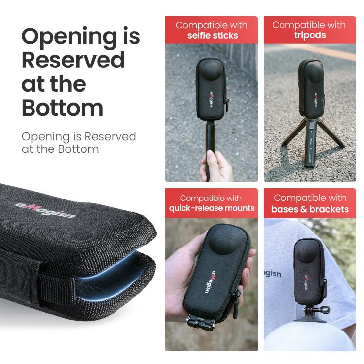 For Insta360 X5 Camera aMagisn Storage Bag Hard Shell Protective Case with Carabiner Clip, Storage Bag