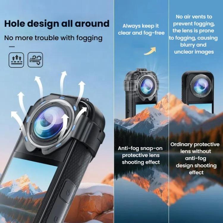 For Insta360 X5 Anti-Fog Snap-On Lens Protector Durable Glass Cover, Lens Protector