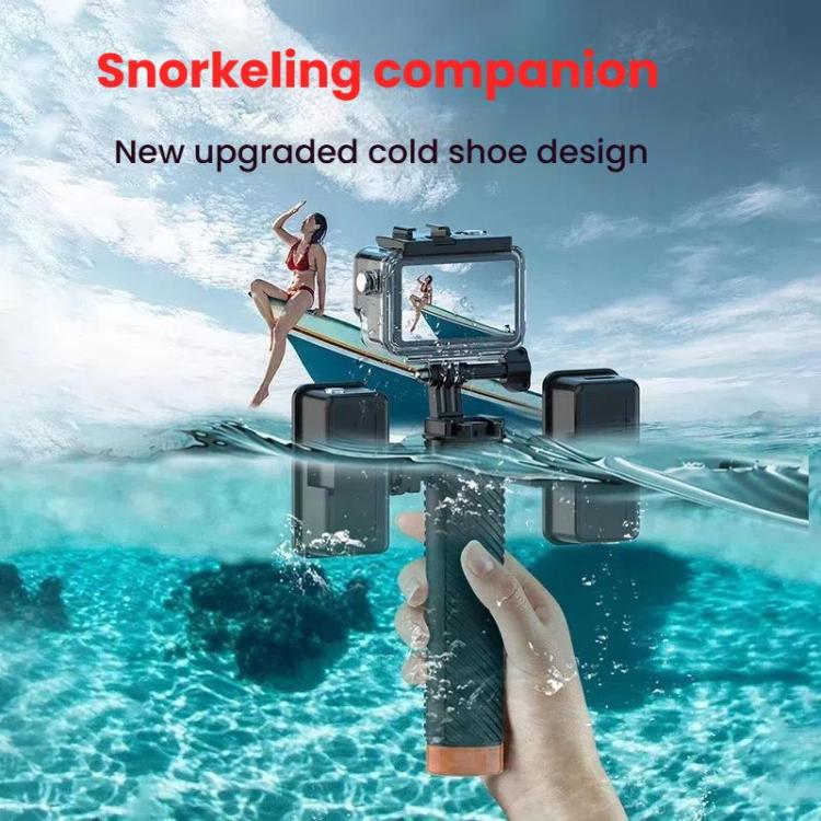 Buoyant Anti-Sink Dive Handle With Dual Cold Shoe Mounts for Action Cameras