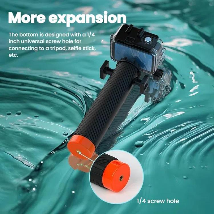 Buoyant Anti-Sink Dive Handle With Dual Cold Shoe Mounts for Action Cameras