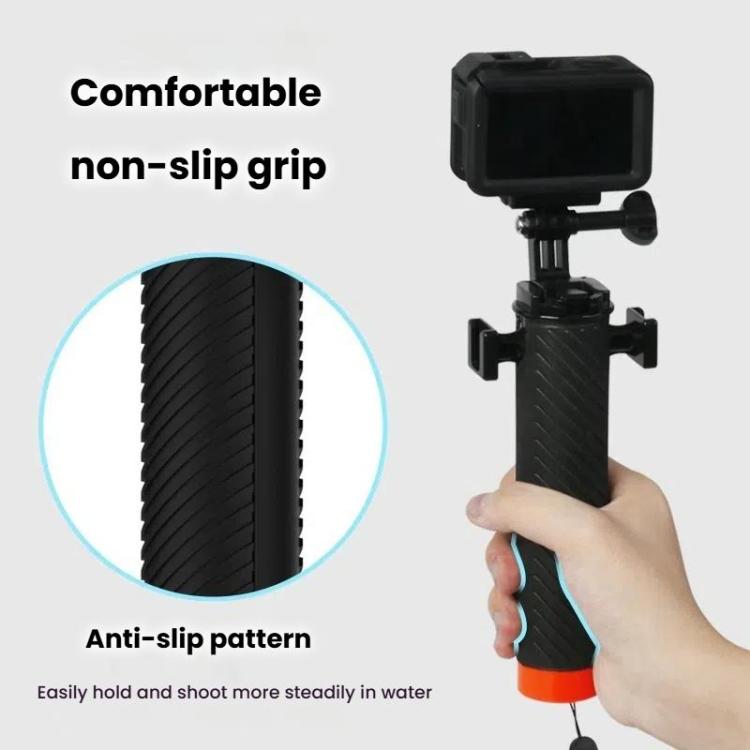 Buoyant Anti-Sink Dive Handle With Dual Cold Shoe Mounts for Action Cameras