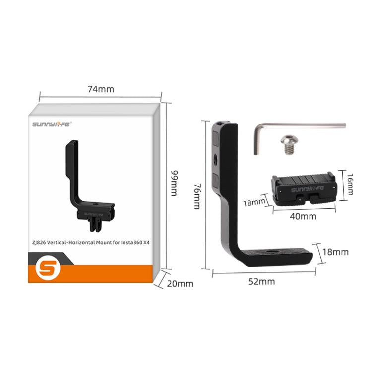 For Insta360 X5 / X4 Sunnylife X4-ZJ826 L-shape Conversion Bracket Magnetic Adaptor Expansion Accessory, X4-ZJ826