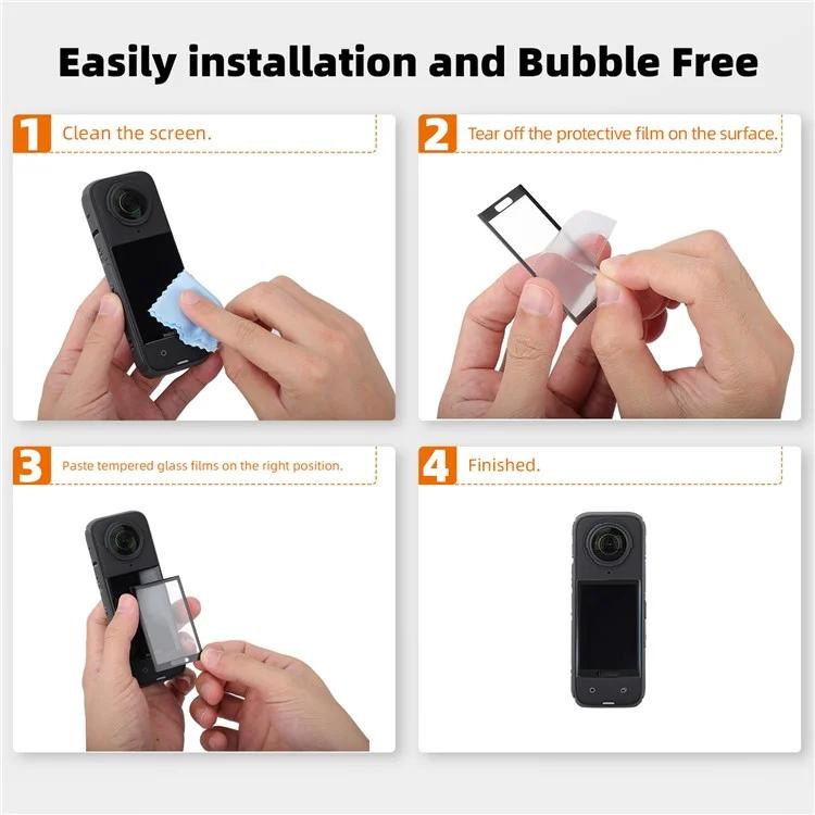 Sunnylife Curved Tempered Film HD Anti-Explosion Anti-Drop Scratch Protective Film, For Insta360 X5 / X4, For Insta360 X5 / X4 2sets