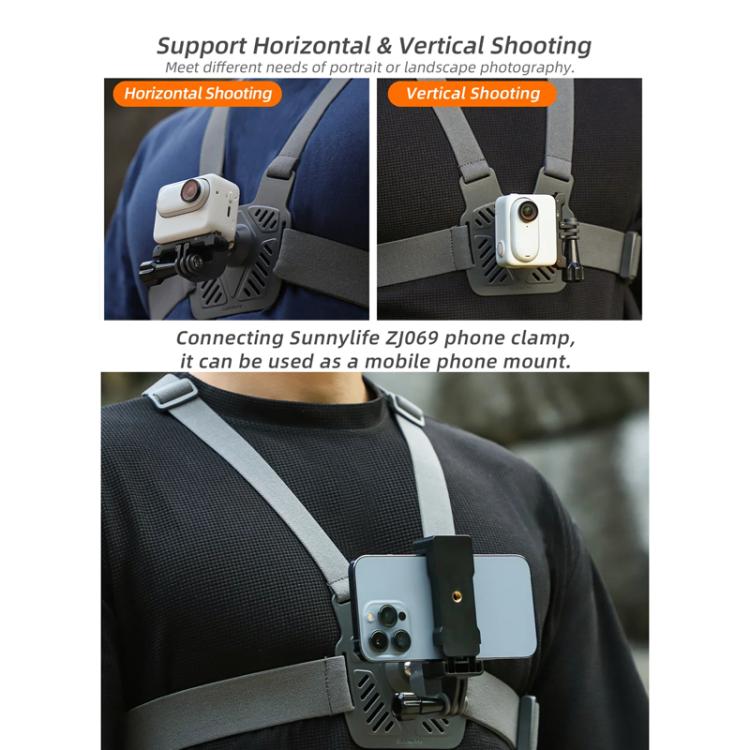 Sunnylife XD742 360 Degree Universal Sports Camera Chest Strap Mount, Universal