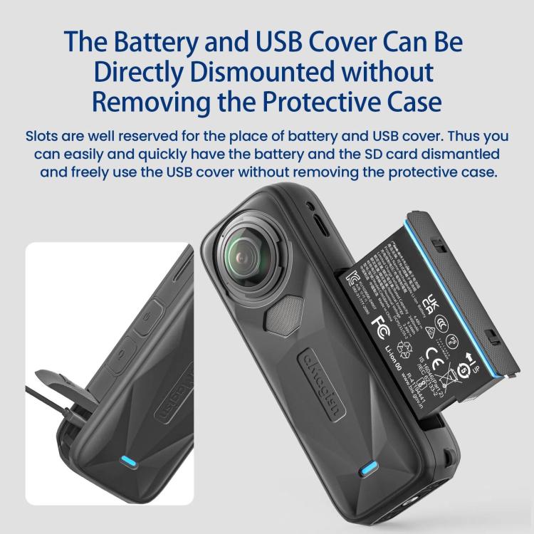 For Insta360 X5 Action Camera Protective Accessories, aMagisn Body Case+Lens Cap Black, aMagisn Body Case+Lens Cap Gray, aMagisn Body Case Black, aMagisn Body Case Gray