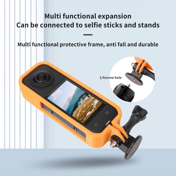 For Insta360 X5 360 Camera CQT Expandable Protective Cage Shockproof Case, Vertical Black, Horizontal Black, Vertical Orange, Horizontal Orange