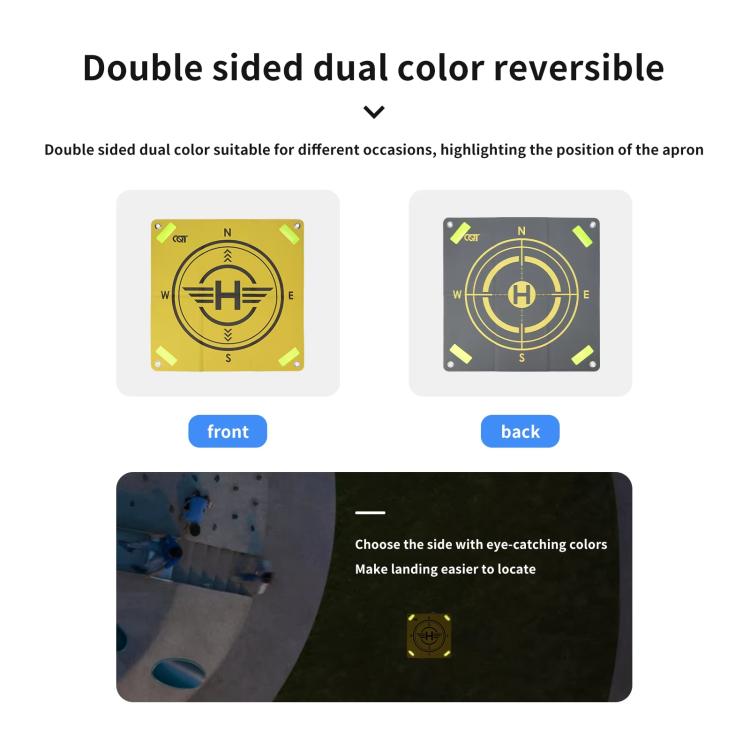 CQT 55cm Universal Reflective Drone Landing Pad Dual-Sided Waterproof Foldable Mat with Ground Pegs