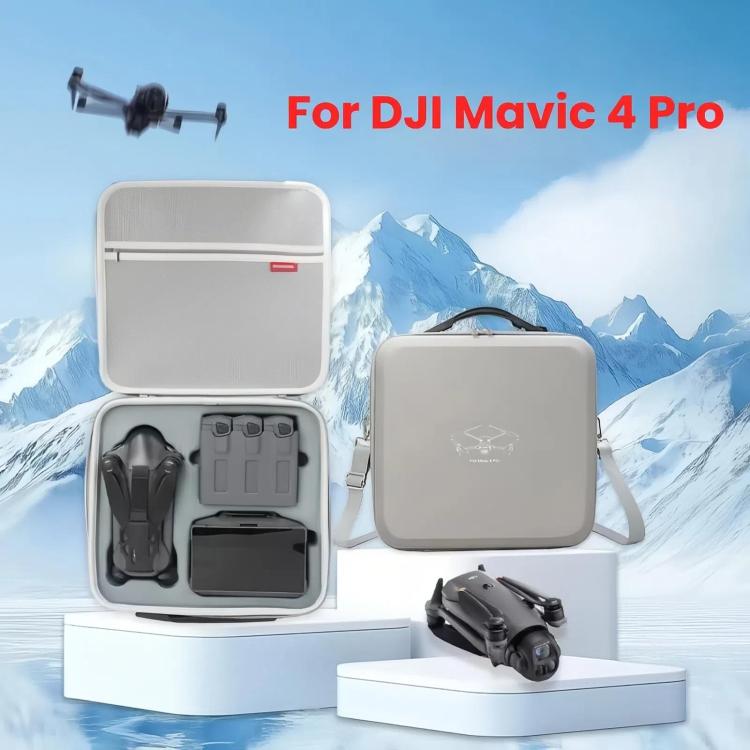 For DJI Mavic 4 Pro Fly More Combo / Creator Combo Carrying Case Durable PU Crossbody Shoulder Bag, Shoulder Bag Black, Shoulder Bag Gray