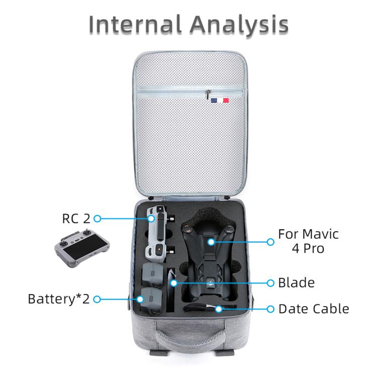 For DJI Mavic 4 Pro / RC 2 Backpack Shoulder Bag EVA Carrying Case, Backpack