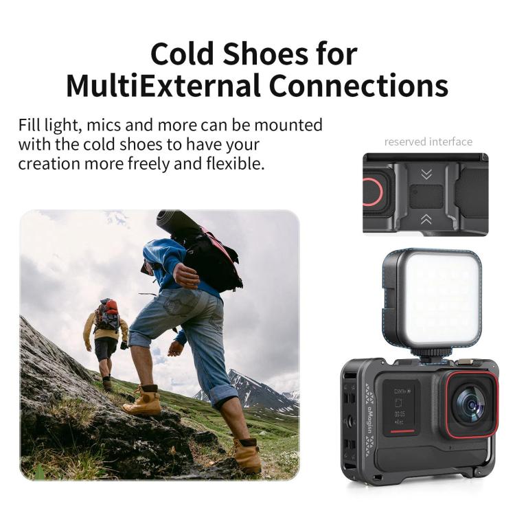 For Insta360 Ace Pro 2 / Ace Pro Camera AMagisn Quick Release Metal Cage Horizontal & Vertical Shooting Protective Frame